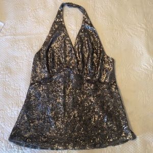DKNY Silver Sparkly Halter Top